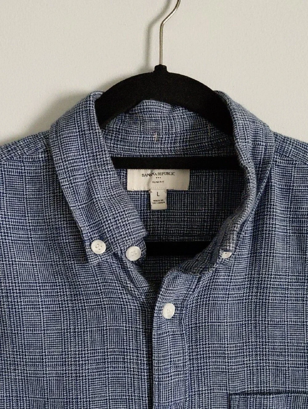 Banana Republic Blue Slim Fit Grindle Plaid Long Sleeve Button Down Shirt Cotton